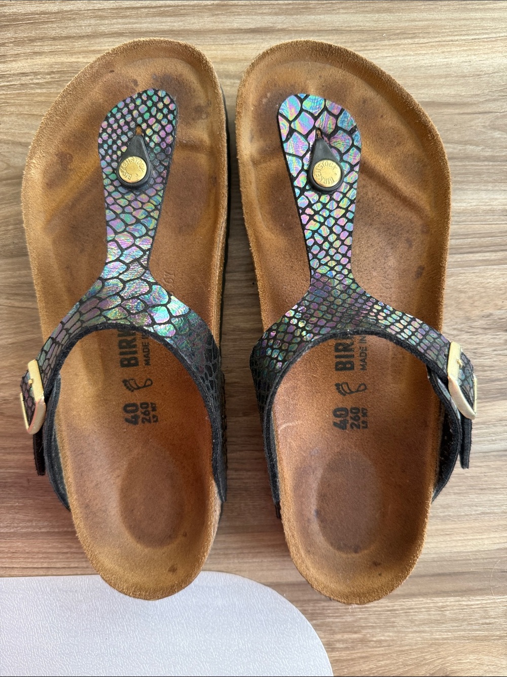 Birkenstock Gizeh Iridescent Snake-Print Thong Sandals - Multicolor